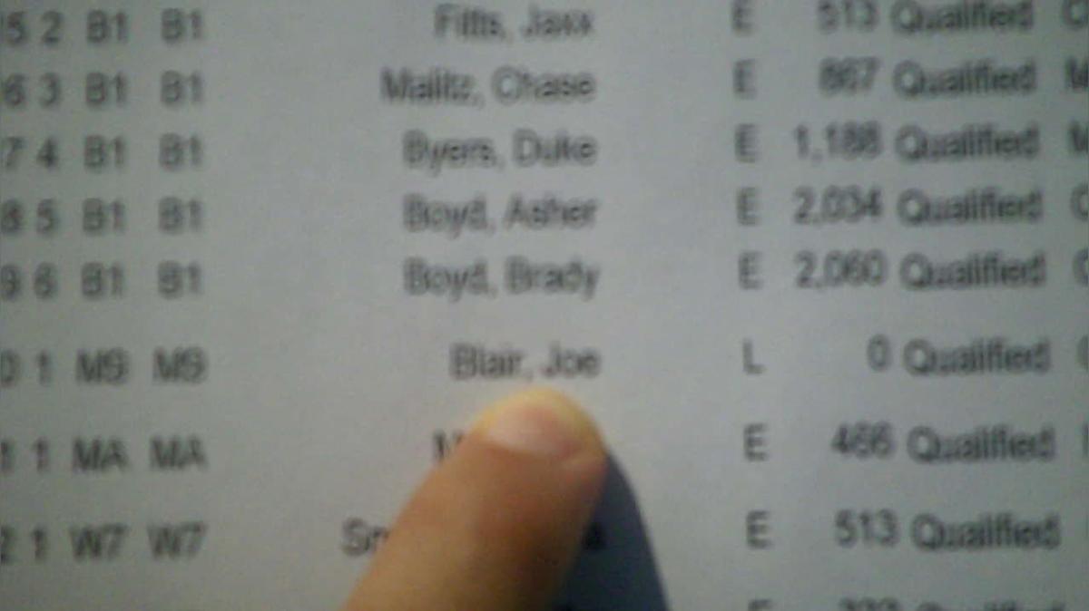 Joe Blair M9 Round 1 Pass 1