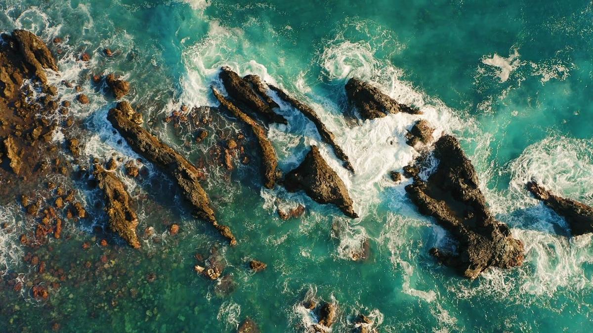 powerful waves crash in shallow water in the atlantic ocean strong currents swirl