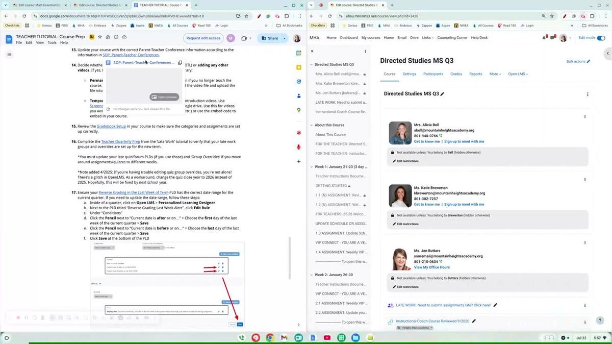 Course Parent Teacher Conference Organization