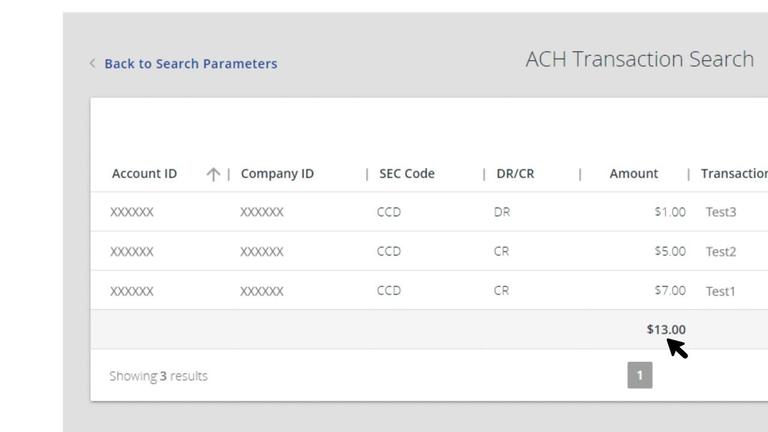 ACH Transaction Search