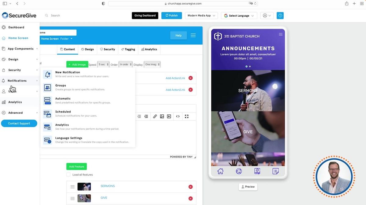 Church Apps Walkthrough - Notifications