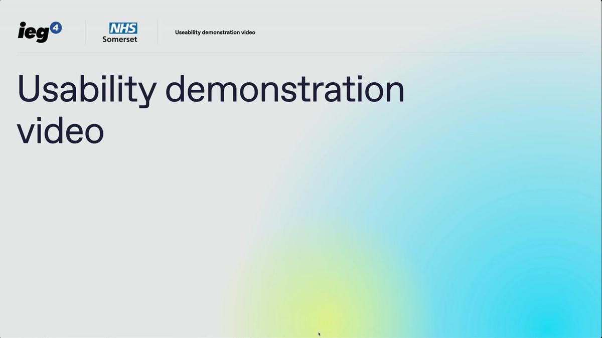 Somerset NHS - Usability demonstration video