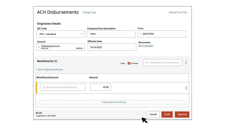 Creating an ACH Disbursement