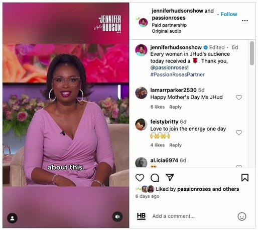 PassionRoses - Mother&#39;s Day - Jennifer Hudson Show - IG - 5.10.24