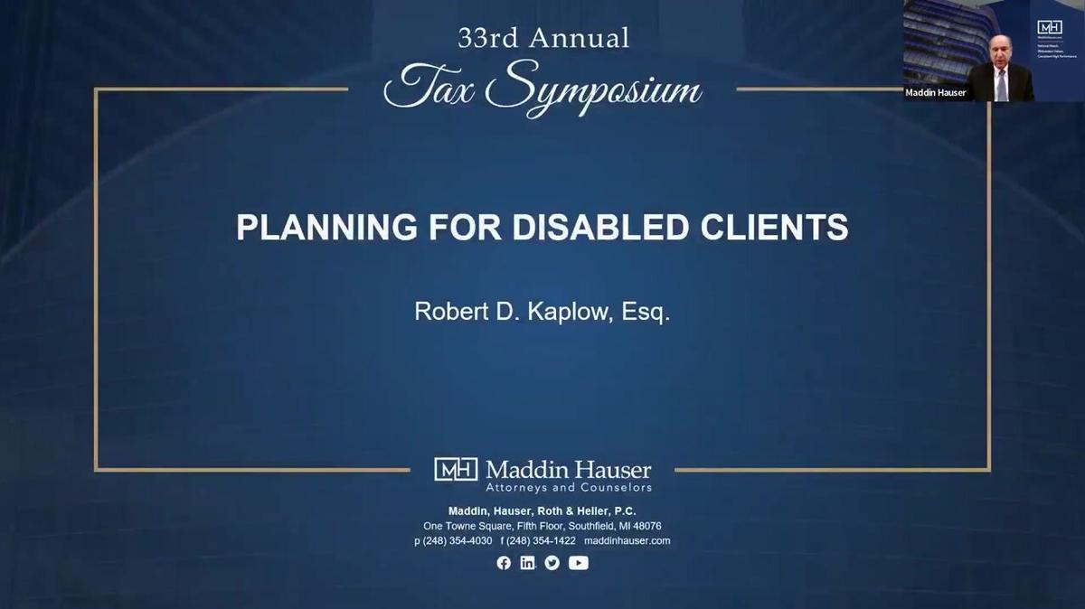 33rd Tax Symposium: Robert Kaplow