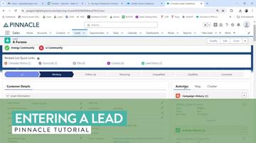 Sales Tutorials - Entering a Lead