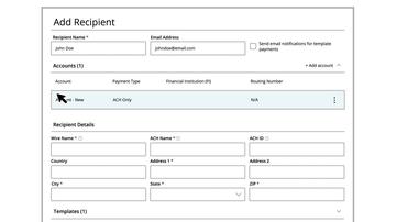 Recipients Setup - ACH Only