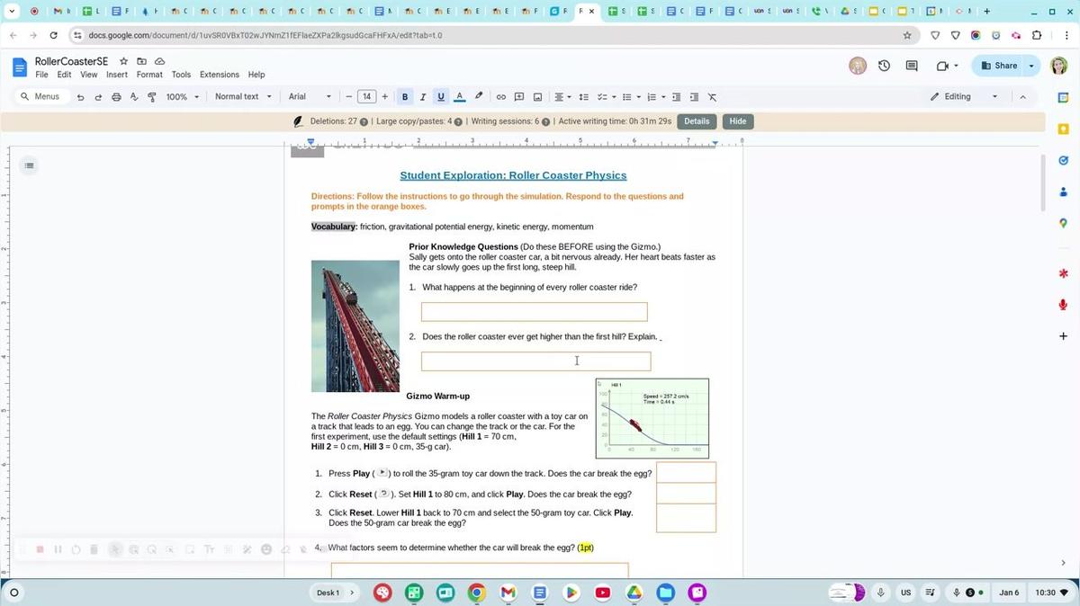 Roller Coaster Physics Homework Help