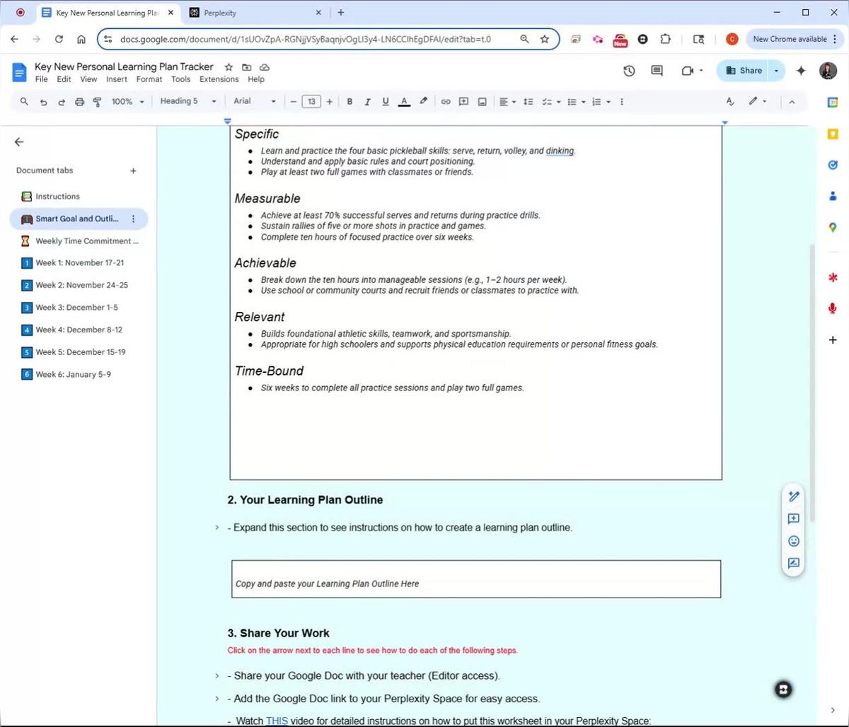 G Personal Learning Plan Outline 2.0