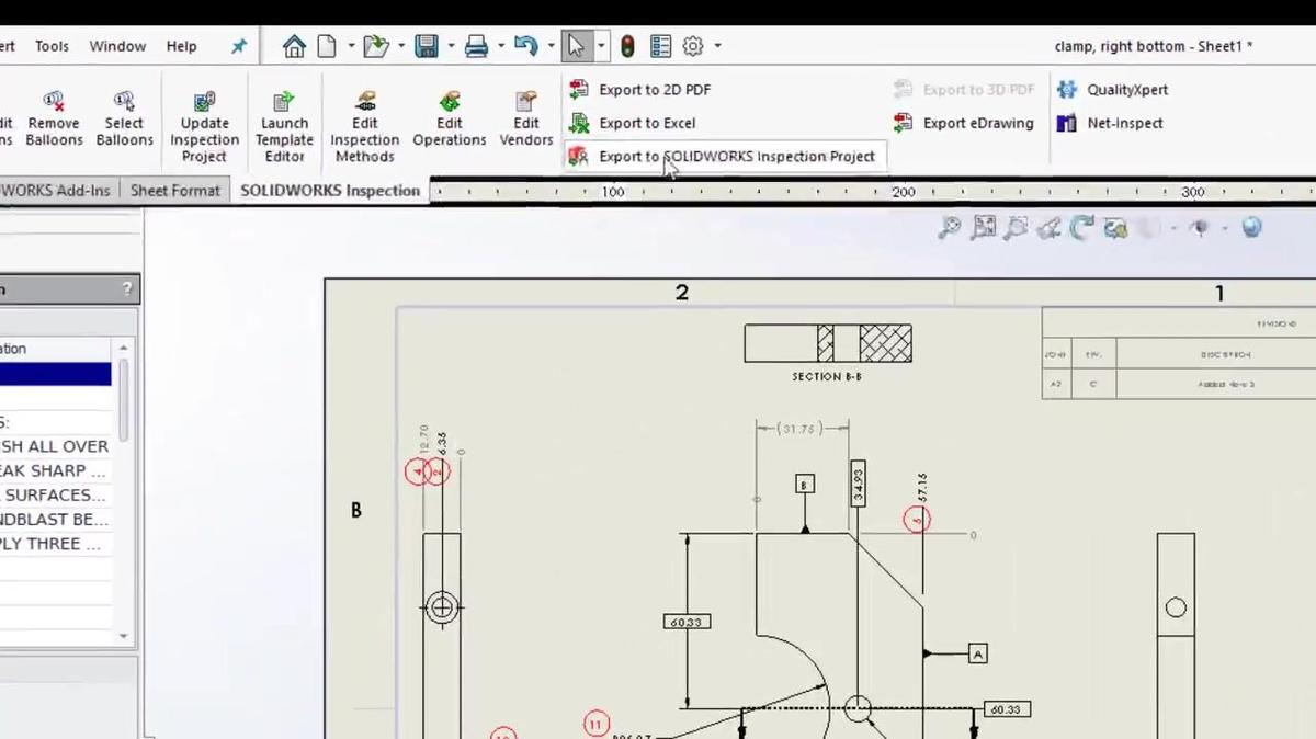 SOLIDWORKS Inspection - Export to Standalone