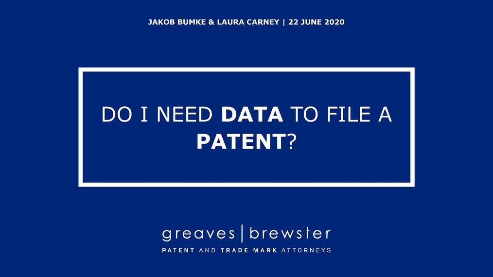 Do I need data to file a patent?