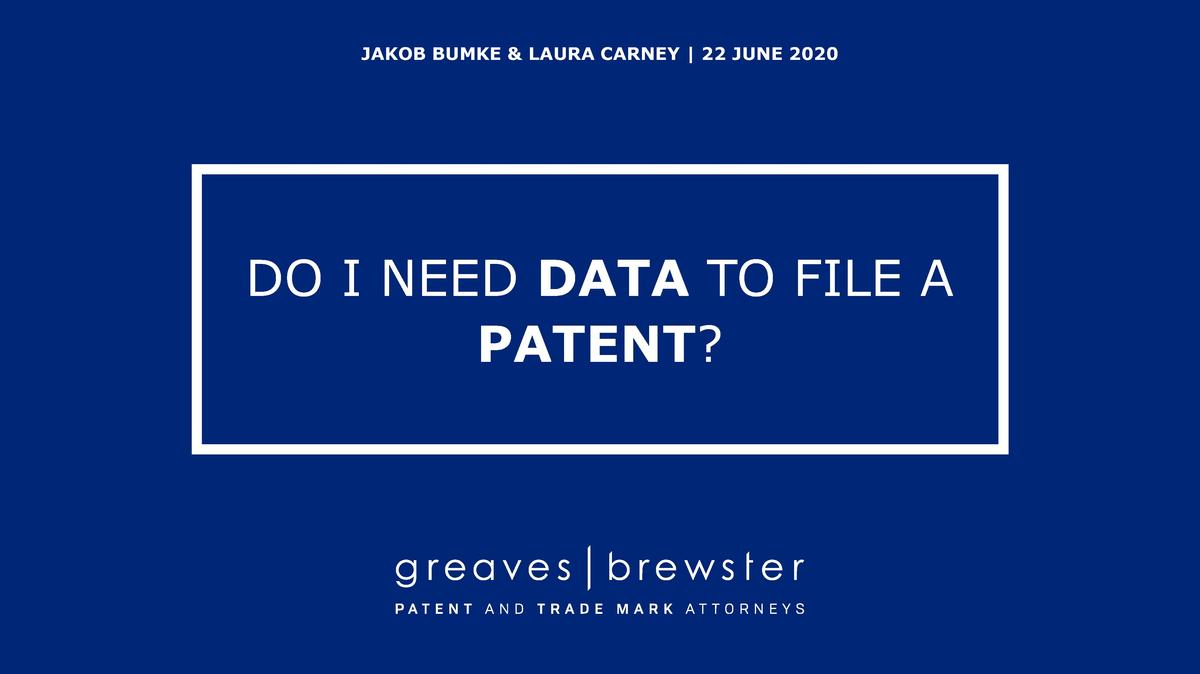 Do I need data to file a patent?