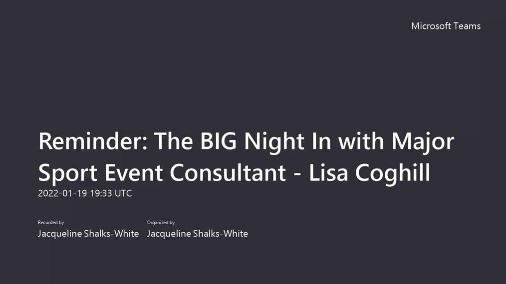 The Big Night in with Lisa Coghill 19.01.22