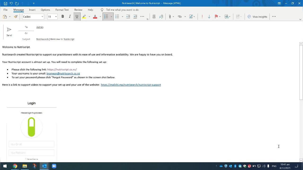 How to login to Nutriscript