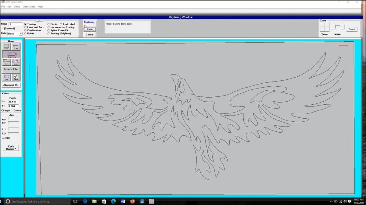 a soaring eagle , digitize the diagram  and laser cut it