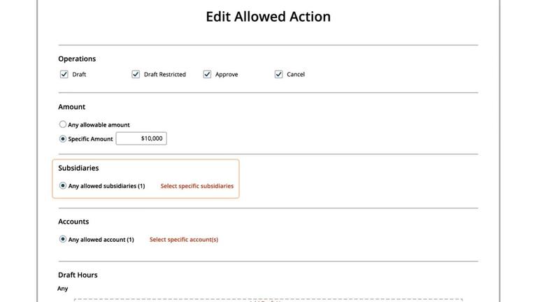 Allowed Actions: Subsidiaries