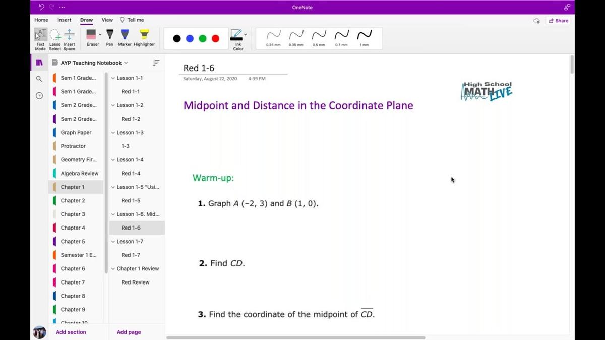 Lesson 1-6 Midpoint and Distance in the Coordinate Plane