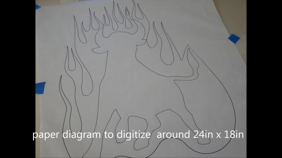 digitizing a paper diagram  of a bull in flames to create  a*.dxf file  for a vinyl cut