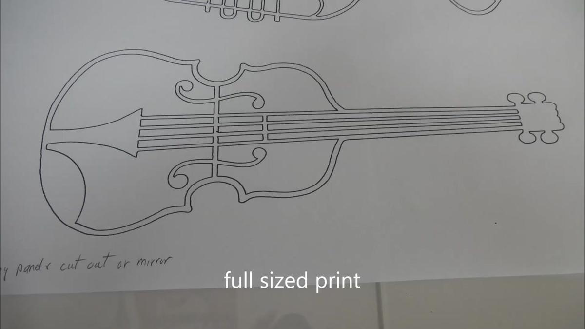 scroll saw violin pattern  digitized and cut on a CO2 laser