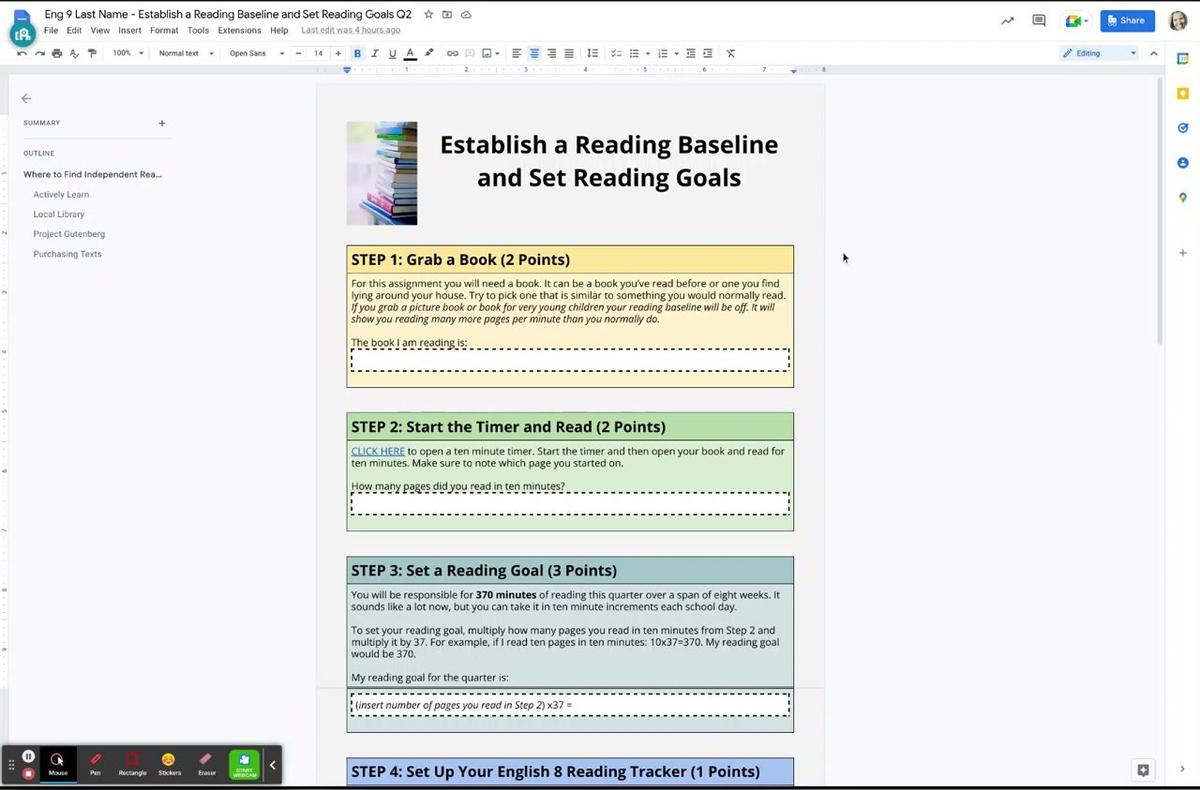 Eng 9 Last Name - Establish a Reading Baseline and Set Reading Goals Q2 - Google Docs.mp4