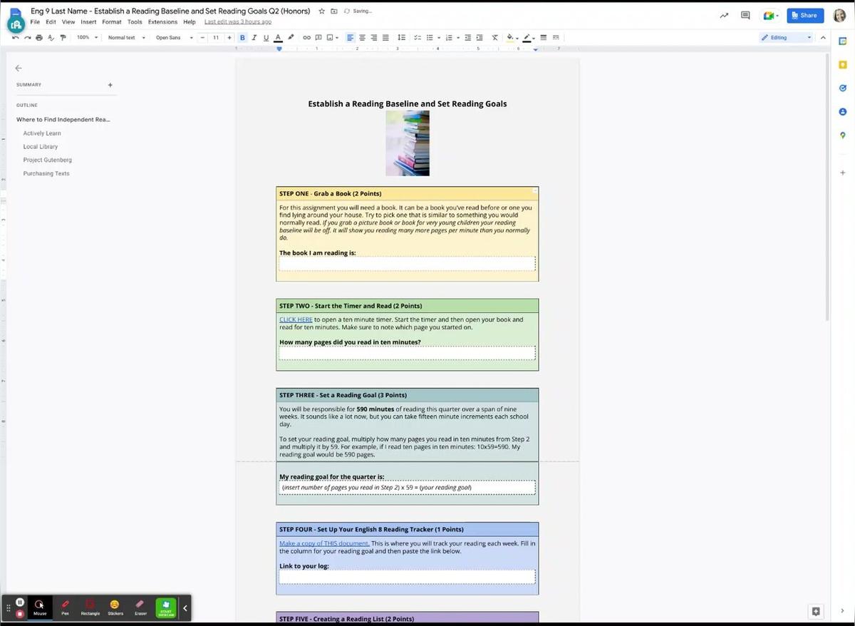 Eng 9 Last Name - Establish a Reading Baseline and Set Reading Goals Q2 (Honors) - Google Docs.mp4
