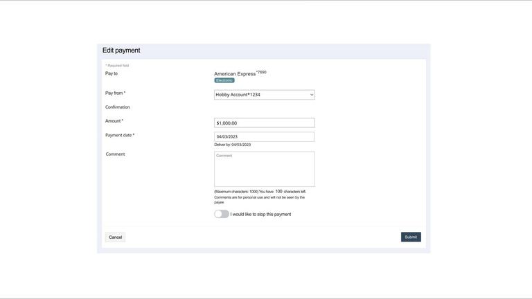 Editing or Cancelling a Pending Payment