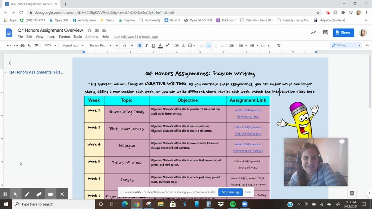 Honors Creative Writing