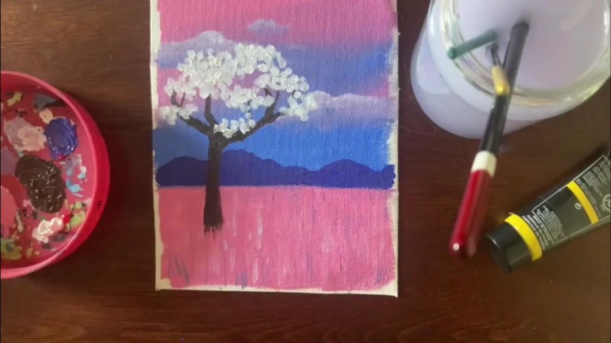 Acrylic painting Cherry Blossom Trees