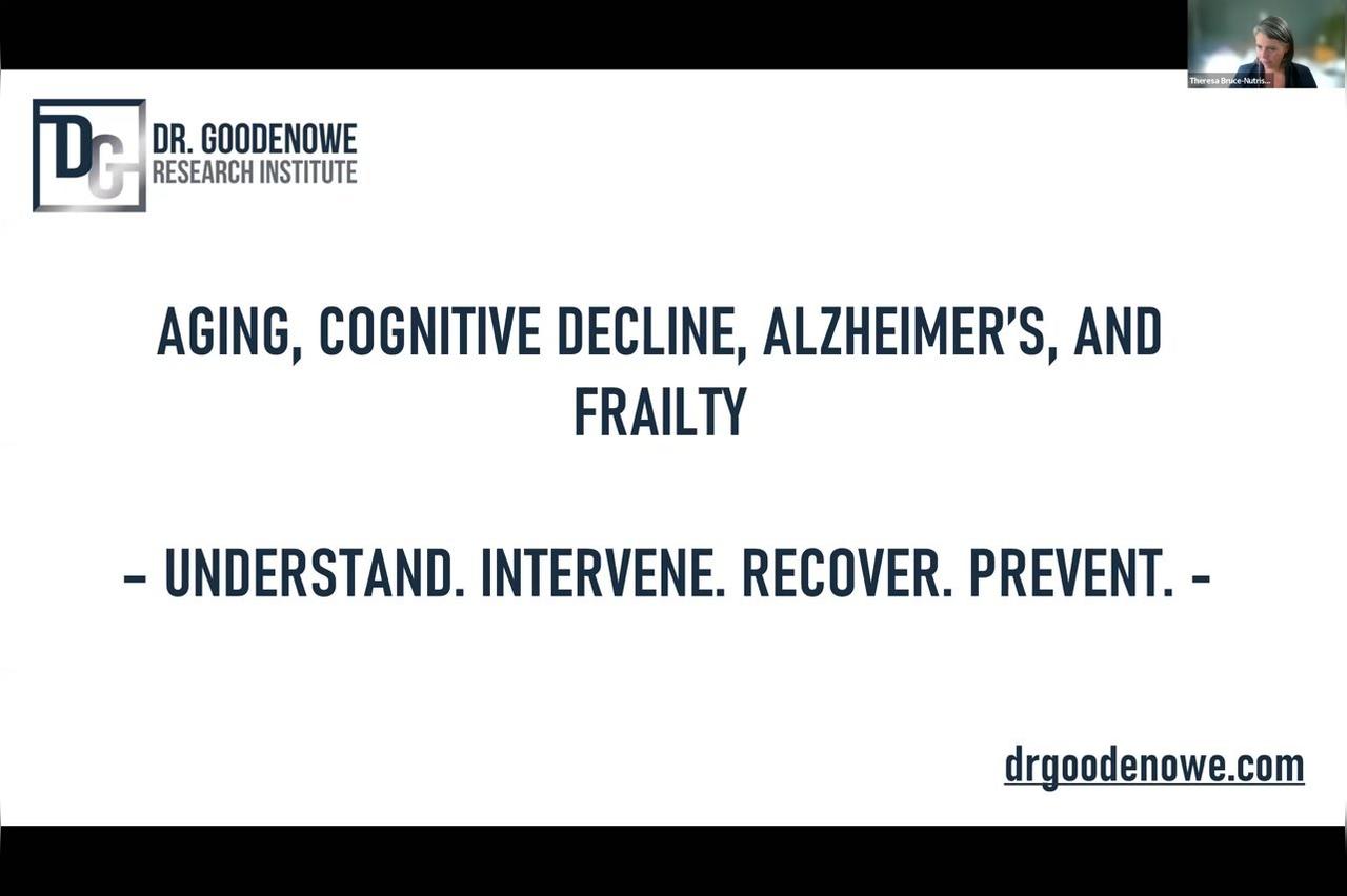 Alzheimers, aging, cognitive decline Nutrisearch Webinar w Dr Goodenowe Prodrome