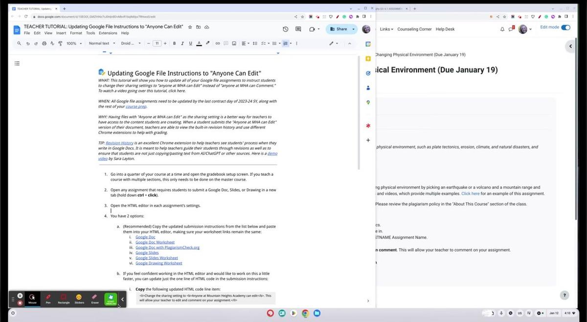 Updating Google File Instructions to Anyone Can Edit