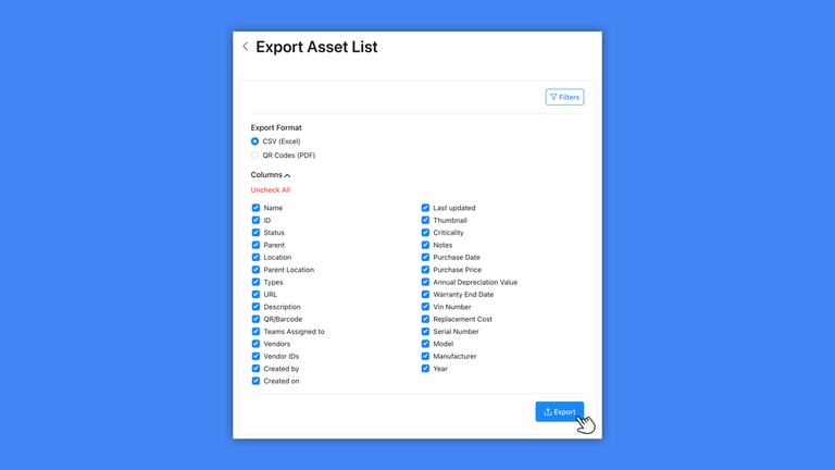 Exporting Asset Data (SPA)