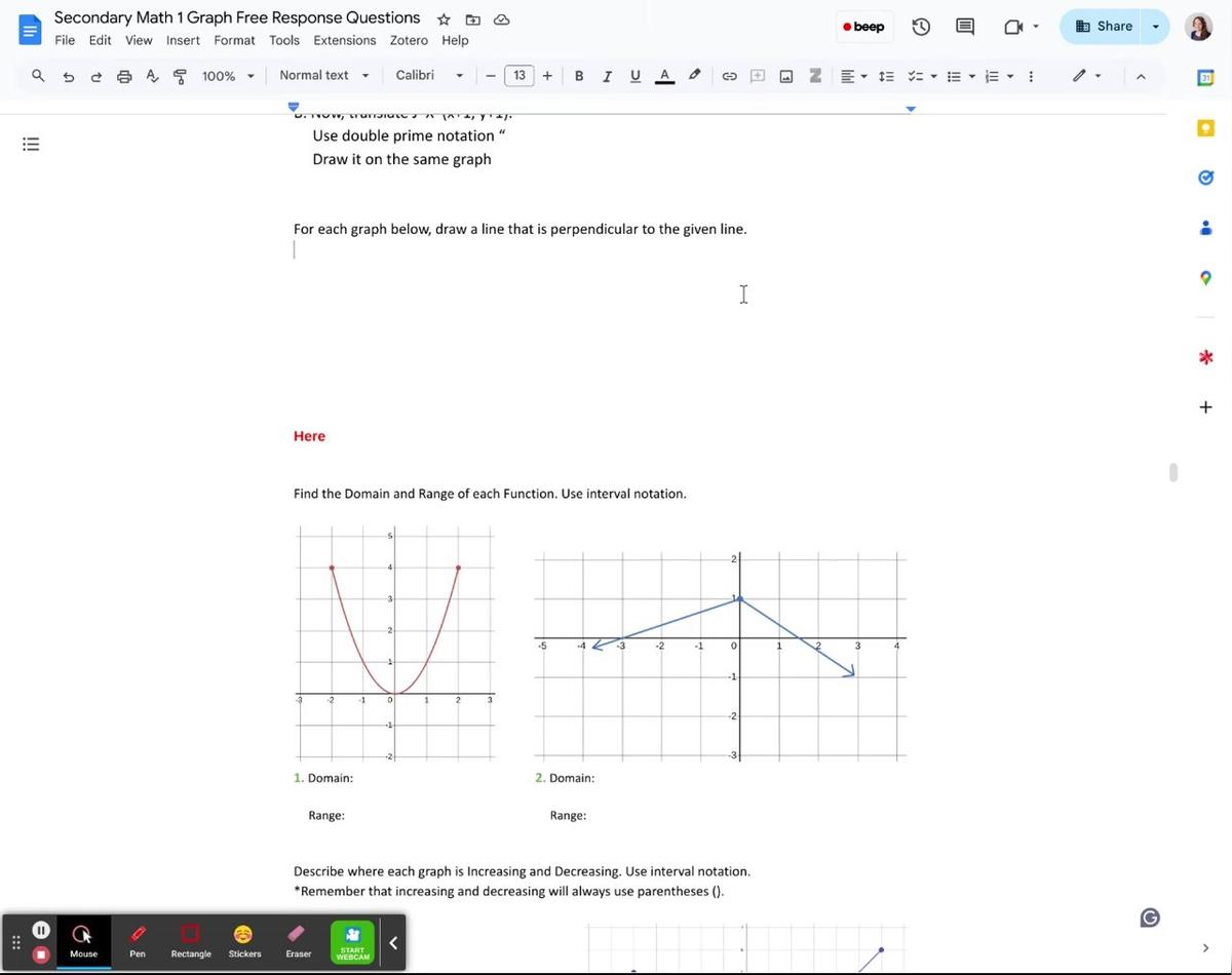 Create a free response question in a google doc