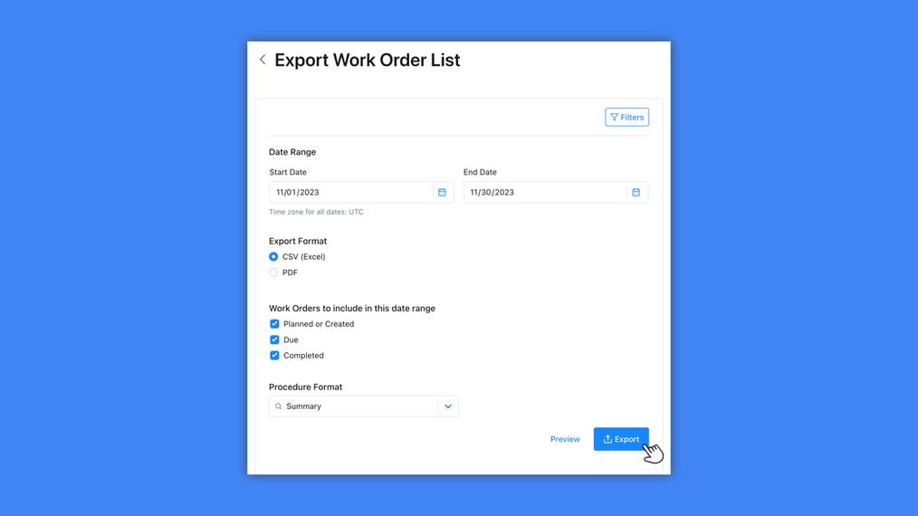 Exporting Work Order Data