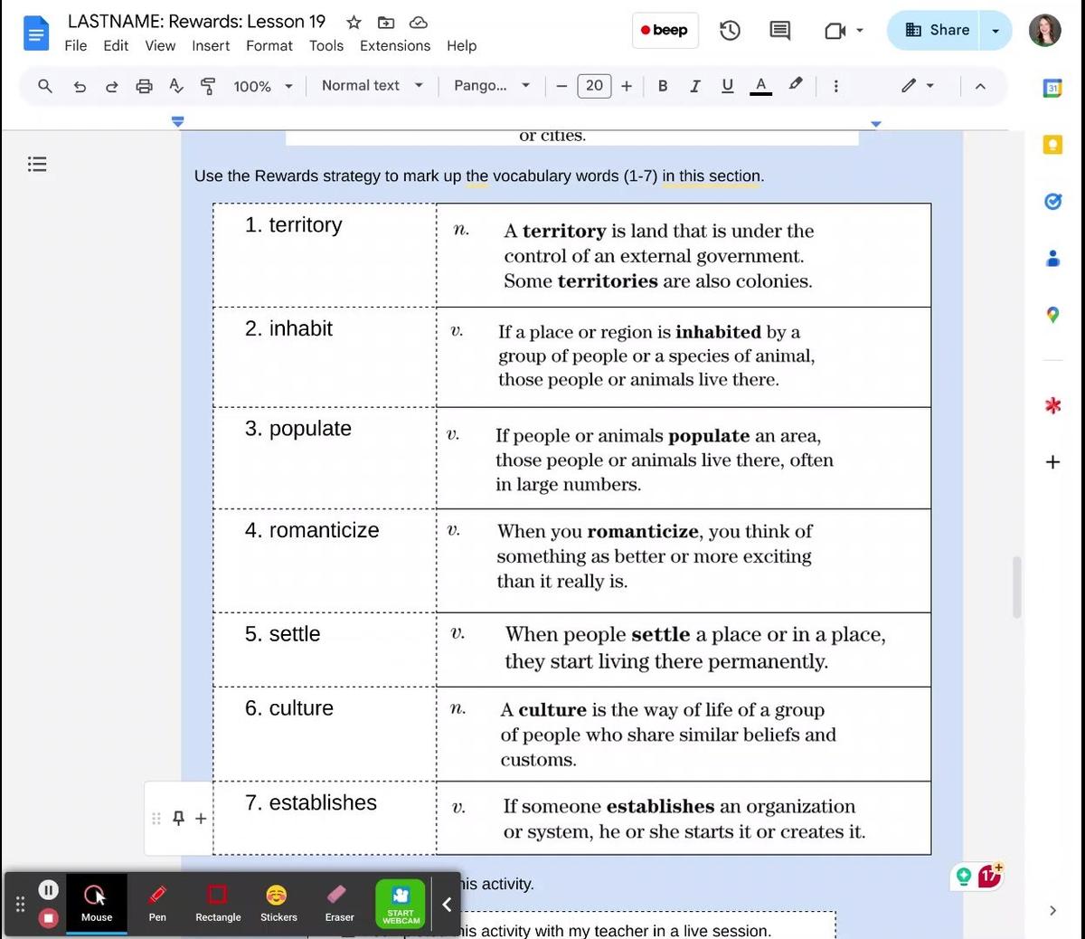 Rewards: Lesson 19 - Activity J (List 2)