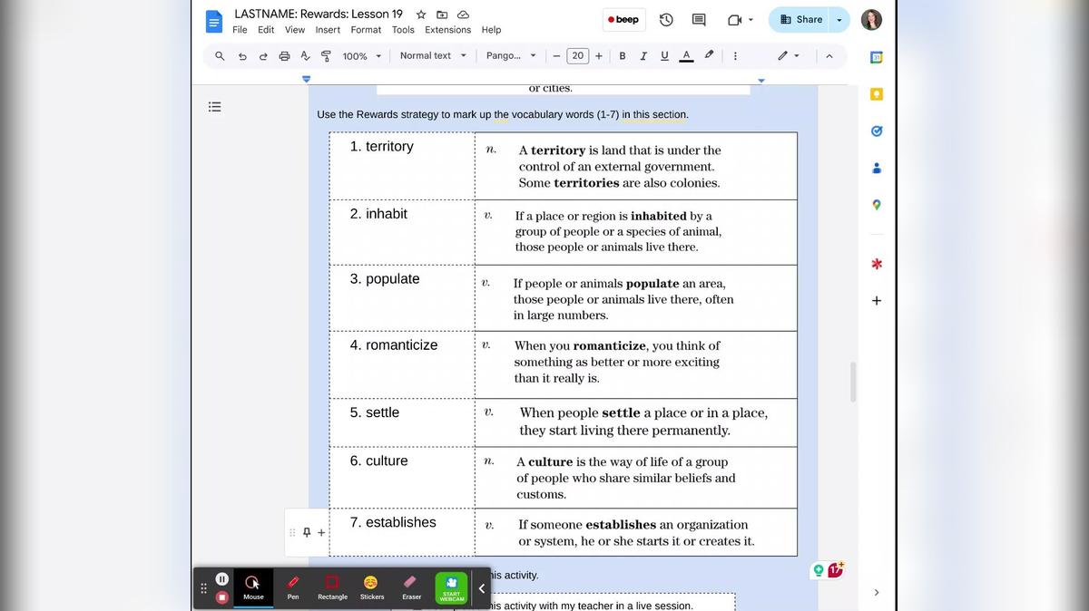 Rewards: Lesson 19 - Activity J (List 2)