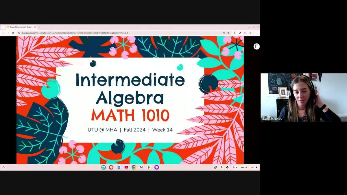MATH 1010 Fall 2024 Week 14 Live Session