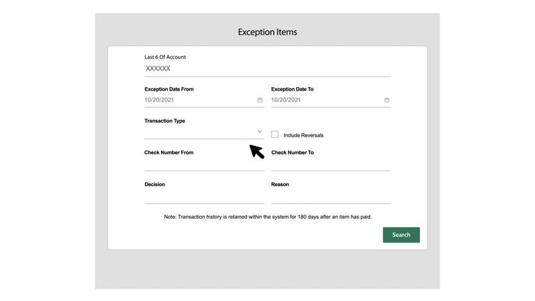 Transaction Reports for Exception Items