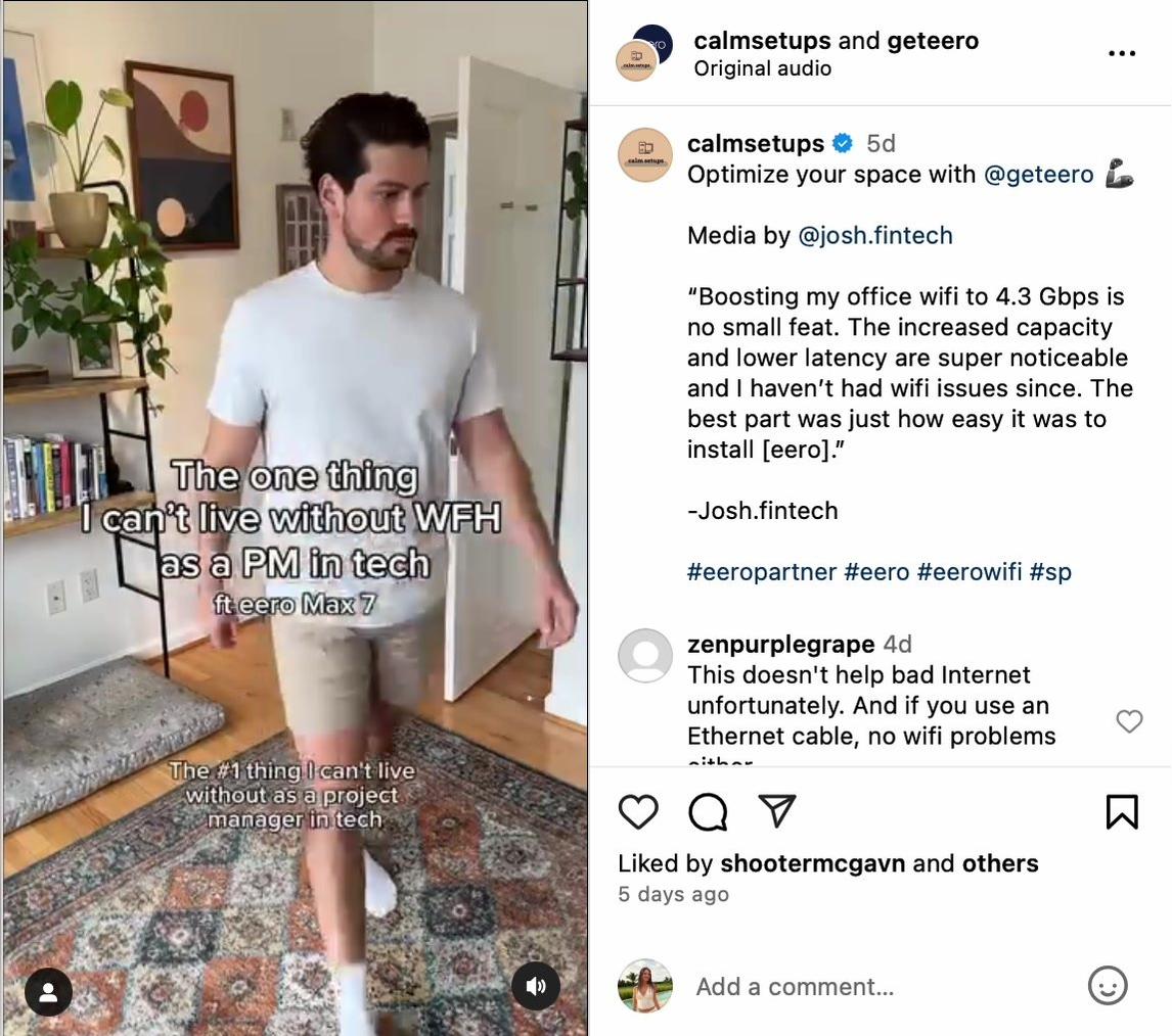 eero X Calm Setups September IG Reel