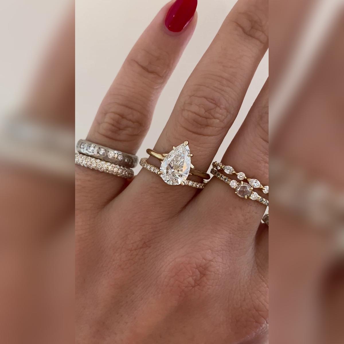 Allegra Pear Wedding Band Pairings