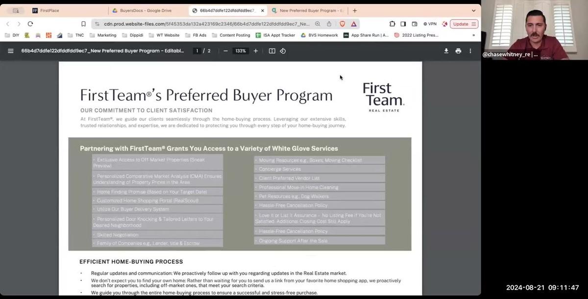 First Team&#39;s Preferred Buyer Program W/Chase Whitney (8-21-24)