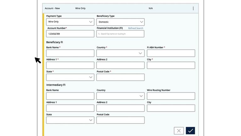Recipients Setup - Domestic Wire Only