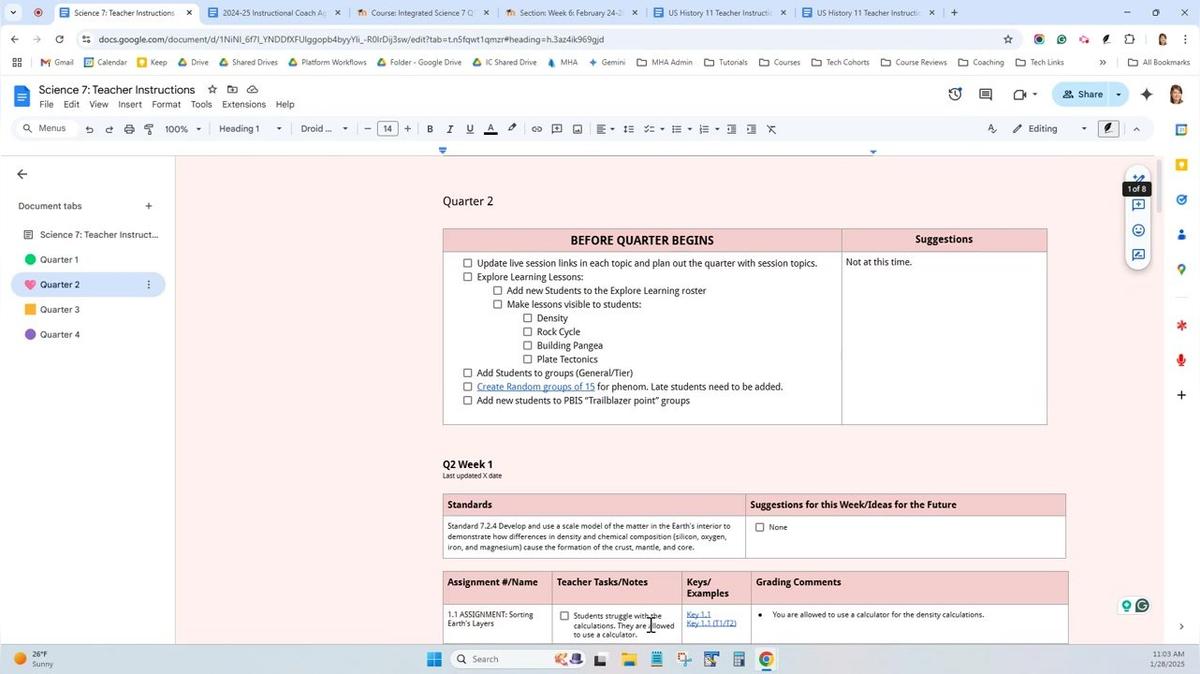 Tabs in Google Docs and on Teacher Instructions Docs