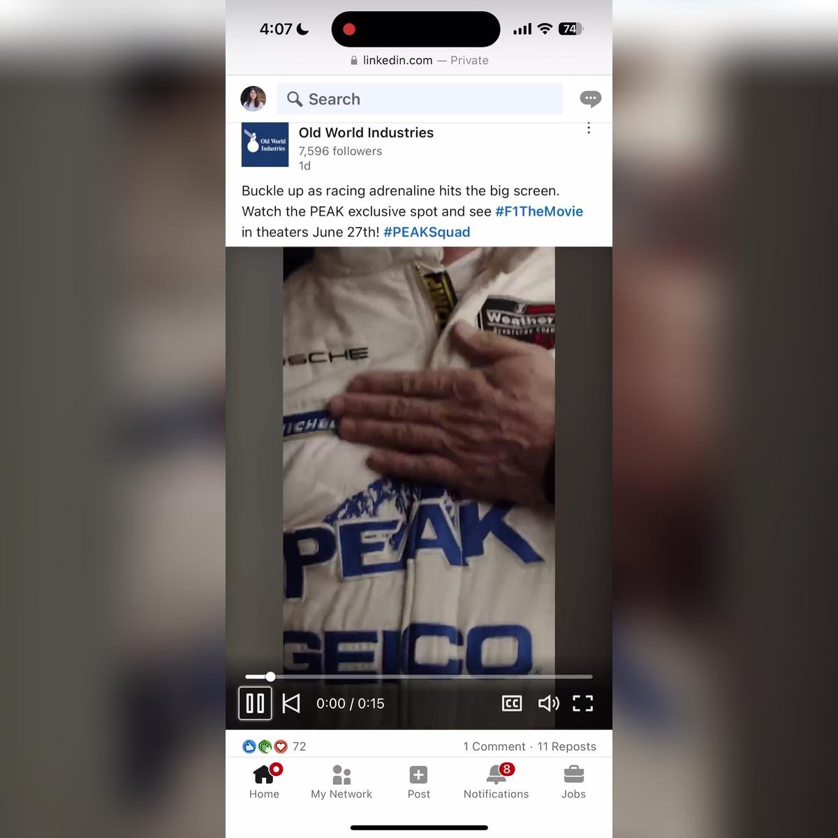 PEAK Ad Spot LinkedIn F1 Movie 6.10.25