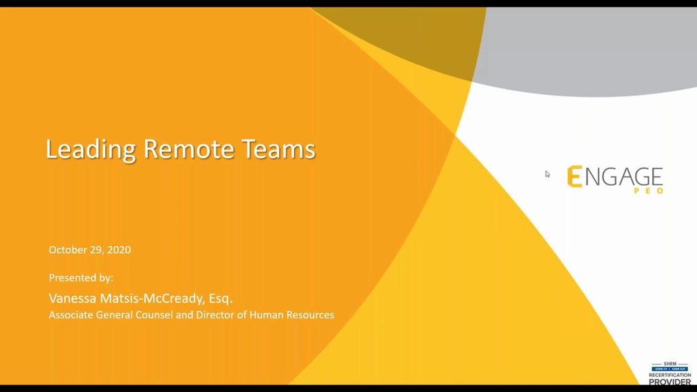 October 2020 HR Webinar - Leading Remote Teams