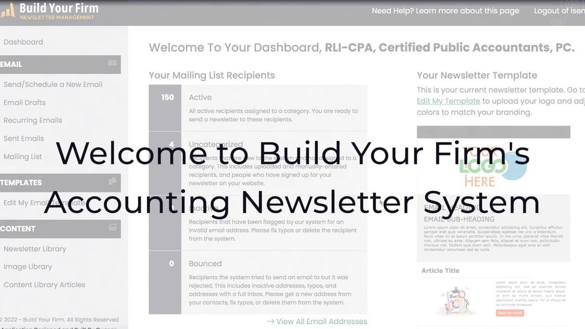 Build Your Firm Email Newsletter Overview