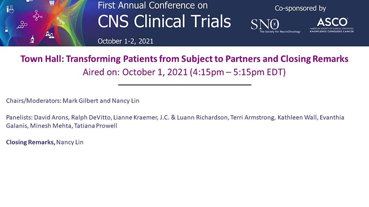 D_Fri, Oct 1 - Town Hall - First Annual Conference on CNS Clinical Trials