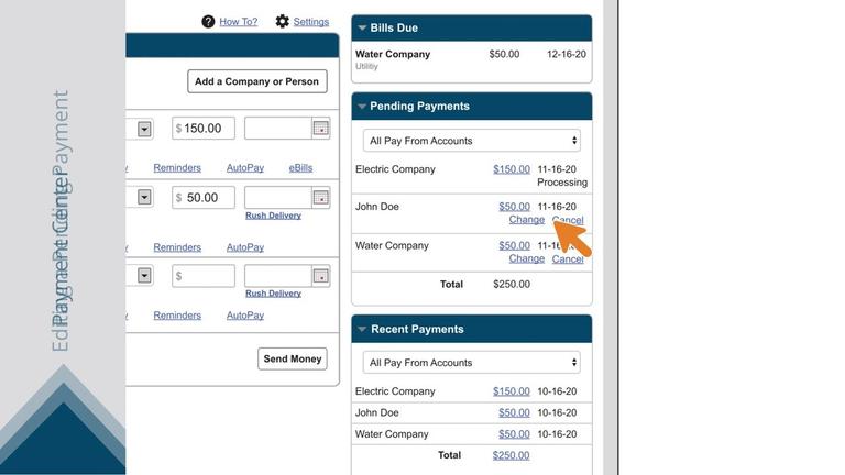 Editing or Cancelling a Pending Payment