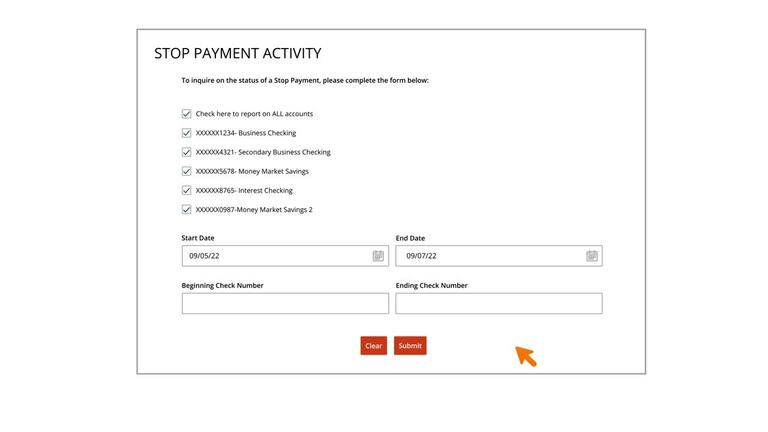 Stop Payment &amp; Stop Payment Activity
