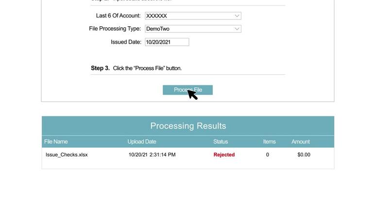 Submit New Issued Check File