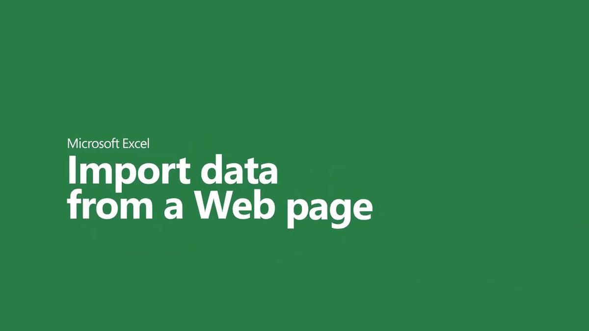 Import data from a Web page in Excel